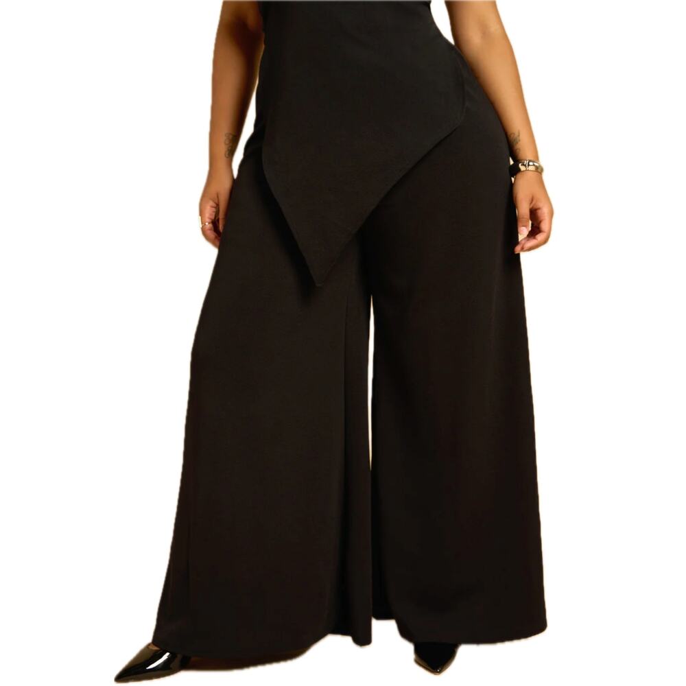 Rebdolls Black In That Way Wide Leg Elastic Waist Stretch Pants Plus size 3X